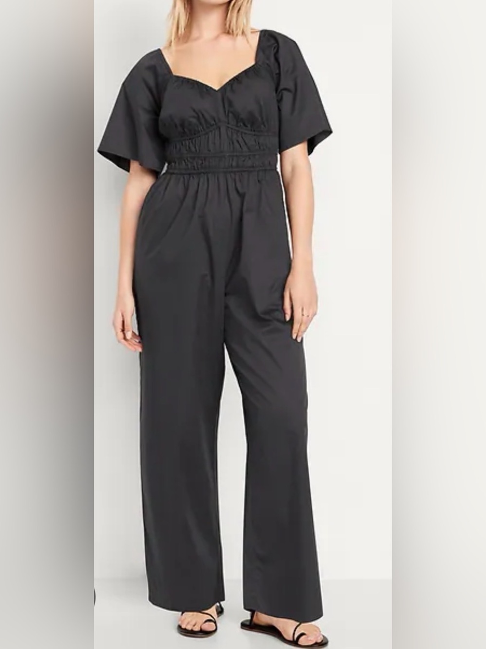 Old Navy Black Wide-Leg Jumpsuit with Sweetheart Neck